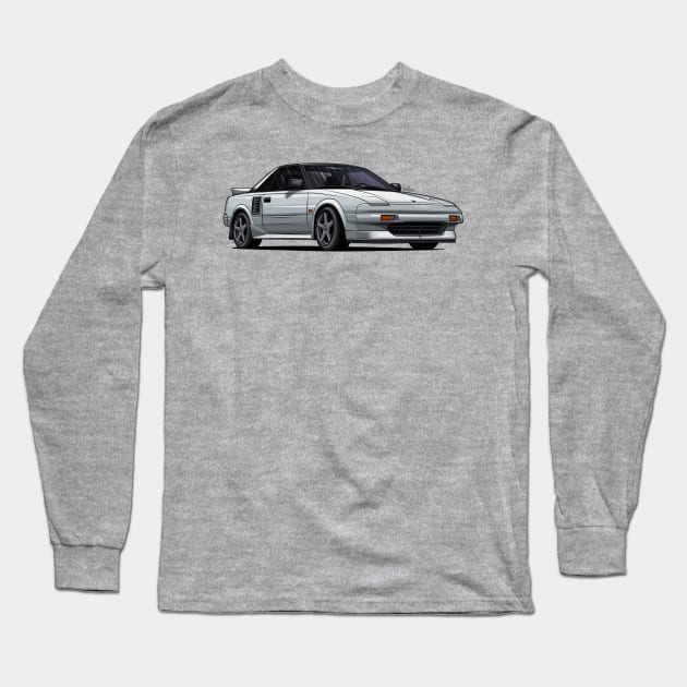 Toyota MR2 SW11 White - Digital drawing Long Sleeve T-Shirt by Mario Ramos Rally Art